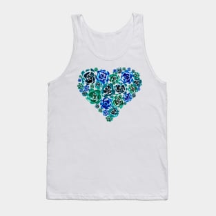 Turquoise Heart of Peonies Tank Top